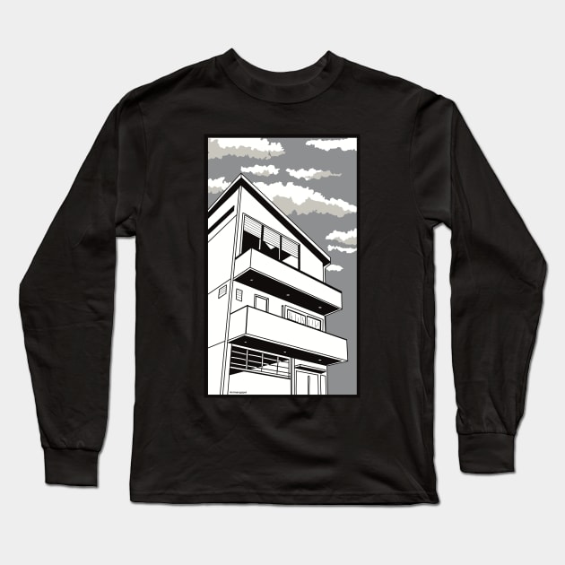 Oshi no Ko Anime and Manga Art | My Star Idol | Oshinoko Strawberry Productions Office Building in Black and White Long Sleeve T-Shirt by Animangapoi